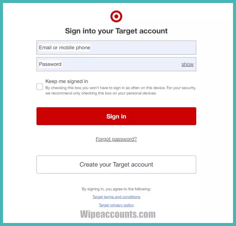 how to delete target account