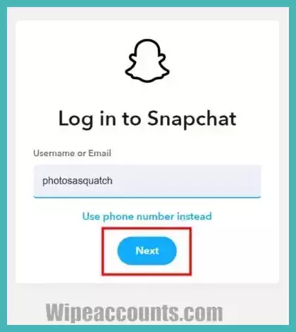 Go to Snapchat’s Accounts Portal and log in with your credentials.