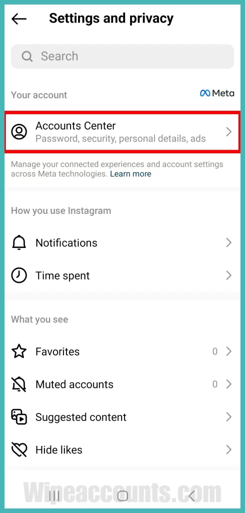tap " Settings and Privacy"