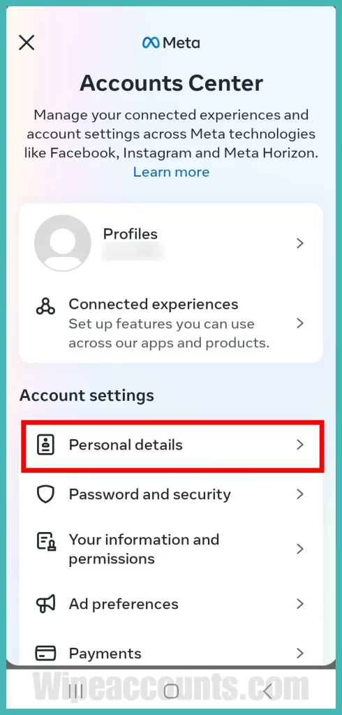  tap on "Account Center"