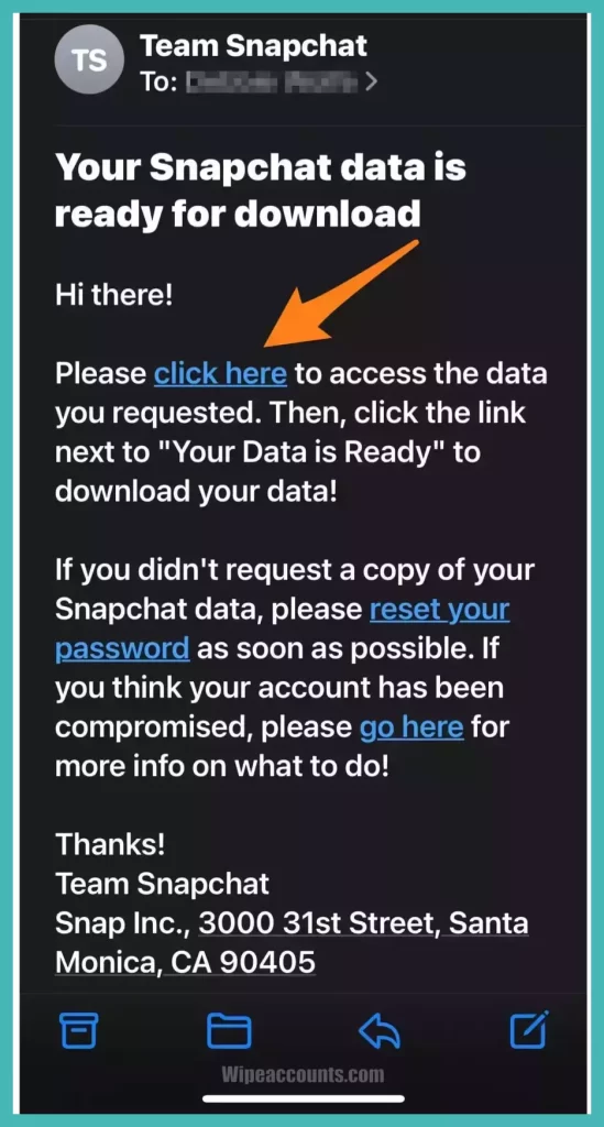 You’ll receive an email with a link to download your data. Click the download link.